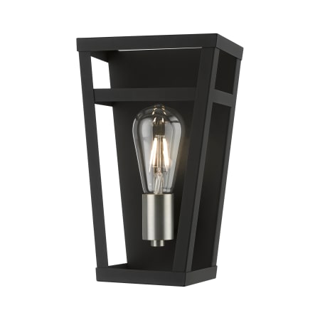Livex Lighting Schofield 11" Tall Commercial Wall Sconce Black / Brushed Nickel Accents