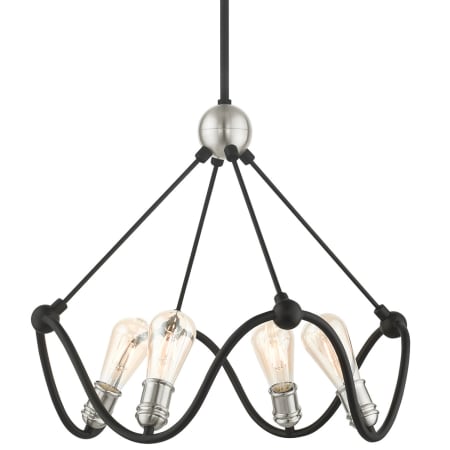 Livex Lighting Archer 4 Light 22" Wide Ring Chandelier Textured Black with Brushed Nickel Accents