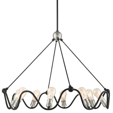 Livex Lighting Archer 8 Light 36" Wide Ring Chandelier Textured Black with Brushed Nickel Accents