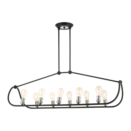 Livex Lighting Archer 10 Light 48" Wide Linear Chandelier Textured Black with Brushed Nickel Accents