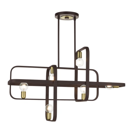 Livex Lighting Bergamo 6 Light 42" Wide Chandelier Bronze with Antique Brass Accents