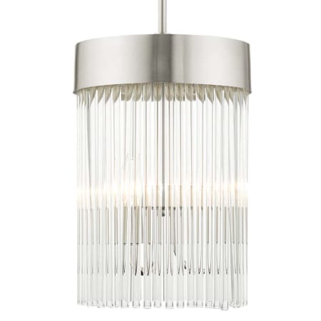 Livex Lighting Norwich 3 Light 10" Wide Crystal Drum Chandelier Brushed Nickel