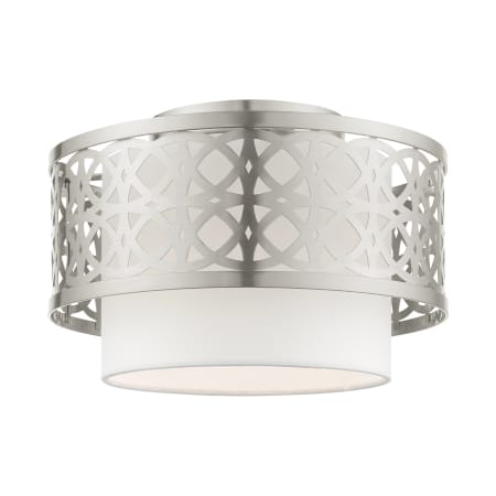 Livex Lighting Calinda 12" Wide Semi-Flush Drum Ceiling Fixture Brushed Nickel