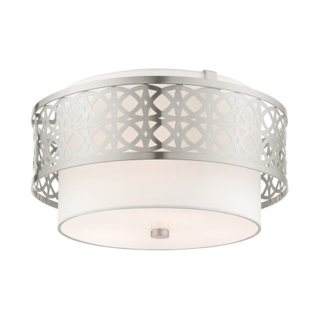 Livex Lighting Calinda 3 Light 16" Wide Semi-Flush Drum Ceiling Fixture Brushed Nickel
