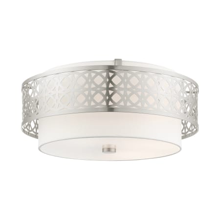Livex Lighting Calinda 4 Light 20" Wide Semi-Flush Drum Ceiling Fixture Brushed Nickel
