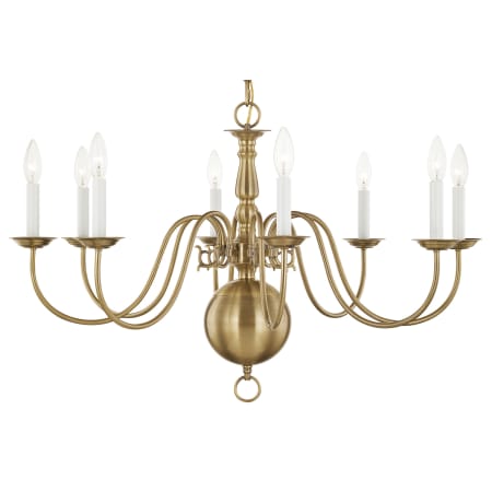 Livex Lighting Williamsburg 8 Light 1 Tier Chandelier Antique Brass