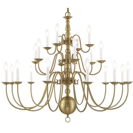 Livex Lighting Williamsburg 21 Light 42" Wide Candle Style Chandelier Antique Brass