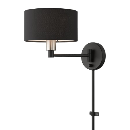 Livex Lighting Bainbridge 10" Tall Hardwired or Plug-In Wall Sconce Black / Brushed Nickel
