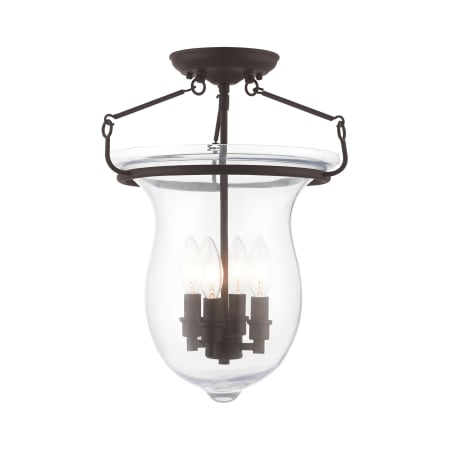 Livex Lighting Canterbury 4 Light Semi Flush Ceiling Fixture Bronze