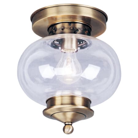 Livex Lighting Harbor 1 Light Semi-Flush Ceiling Fixture Antique Brass