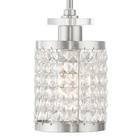 Livex Lighting Grammercy 1 Light Mini Pendant with Clear Crystal Diffusers and Accents Brushed Nickel
