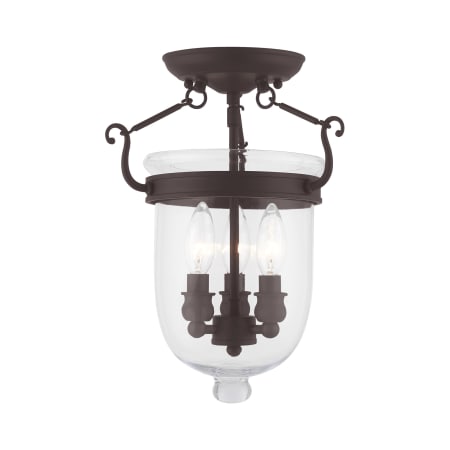 Livex Lighting Jefferson 3 Light Semi-Flush Ceiling Fixture Bronze
