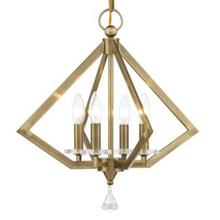 Livex Lighting Diamond 4 Light 18" Wide Chandelier Antique Brass