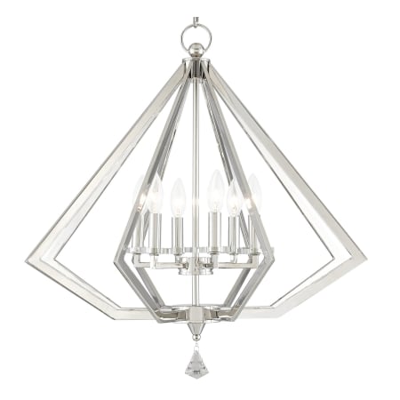 Livex Lighting Diamond 6 Light 25" Wide Chandelier Polished Nickel