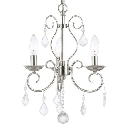 Livex Lighting Donatella Convertible 3 Light 1 Tier Chandelier / Semi Flush Ceiling Fixture Brushed Nickel