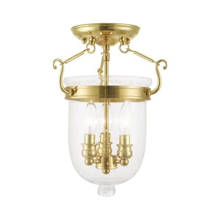 Livex Lighting Jefferson 3 Light Semi-Flush Ceiling Fixture Polished Brass