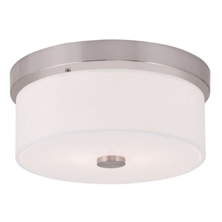 Livex Lighting Meridian 2 Light Flush Mount Ceiling Fixture Brushed Nickel