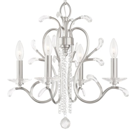 Livex Lighting Serafina 4 Light 1 Tier Crystal Mini Chandelier Brushed Nickel