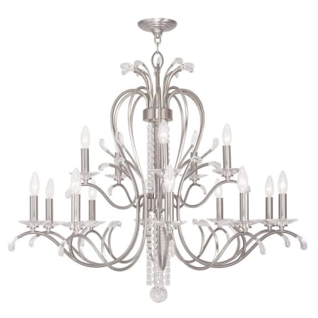 Livex Lighting Serafina 15 Light 2 Tier Crystal Candle Style Chandelier Brushed Nickel