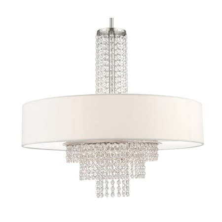 Livex Lighting Carlisle 5 Light 25" Wide Chandelier with Hand Crafted Fabric Shade and Crystal Strands Brushed Nickel