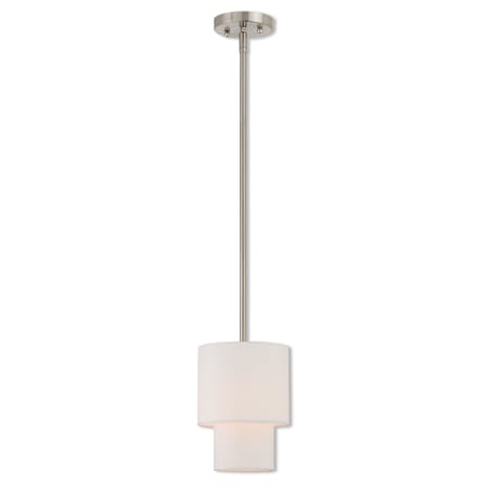 Livex Lighting Claremont Single Light 7" Wide Pendant with Fabric Shade Brushed Nickel