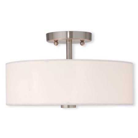 Livex Lighting Meridian 2 Light 13" Wide Semi-Flush Drum Ceiling Fixture Brushed Nickel