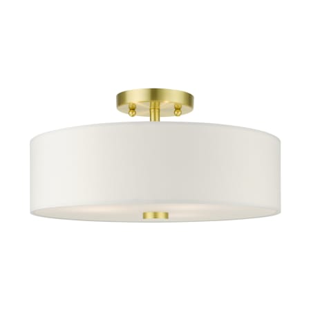 Livex Lighting Meridian 3 Light 15" Wide Semi-Flush Drum Ceiling Fixture Satin Brass