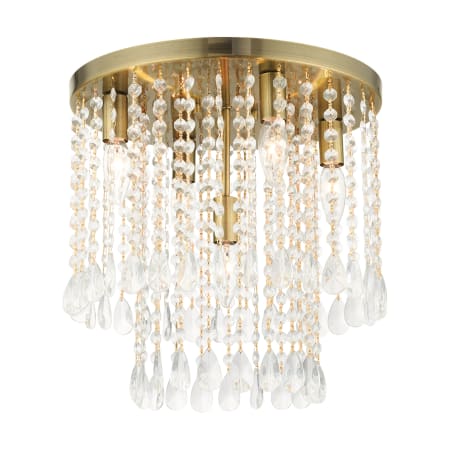 Livex Lighting Elizabeth 5 Light 14" Wide Flush Mount Ceiling Fixture Antique Brass