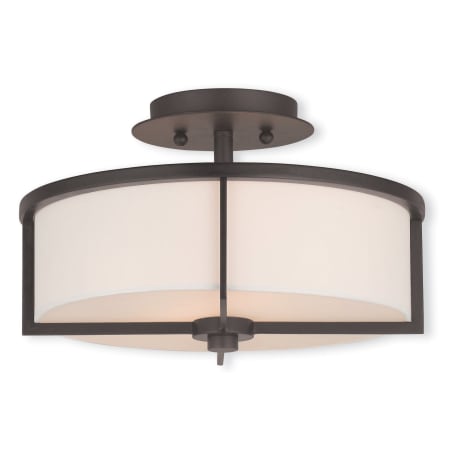 Livex Lighting Wesley 2 Light 13" Wide Semi-Flush Drum Ceiling Fixture Bronze