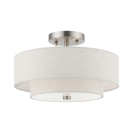 Livex Lighting Meridian 2 Light 13" Wide Flush Mount Drum Ceiling Fixture Brushed Nickel