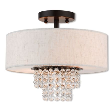 Livex Lighting Carlisle 2 Light 13" Wide Semi-Flush Drum Ceiling Fixture with Outer Hardback and Inner Fabric Shade English Bronze