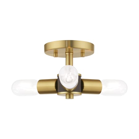 Livex Lighting Copenhagen 3 Light 14" Wide Semi-Flush Ceiling Fixture Satin Brass