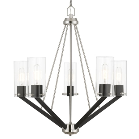 Livex Lighting Beckett 5 Light 26" Wide Commercial Chandelier Brushed Nickel / Black