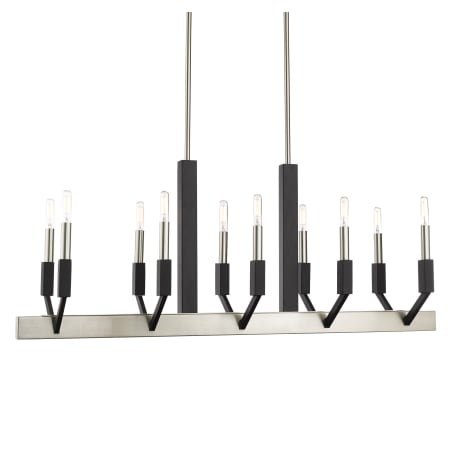 Livex Lighting Beckett 10 Light 40" Wide Taper Candle Chandelier Brushed Nickel / Black
