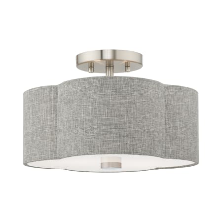 Livex Lighting Kalmar 2 Light 13" Wide Semi-Flush Drum Ceiling Fixture Brushed Nickel
