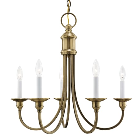 Livex Lighting Coventry 5 Light 1 Tier Candle Style Chandelier Antique Brass