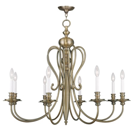 Livex Lighting Caldwell 8 Light 1 Tier Chandelier Antique Brass