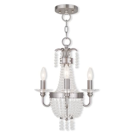 Livex Lighting Valentina Convertible 3 Light 1 Tier Chandelier / Semi Flush Ceiling Fixture Brushed Nickel