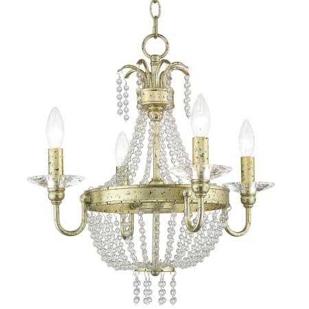 Livex Lighting Valentina Convertible 4 Light 1 Tier Chandelier / Semi Flush Ceiling Fixture Hand Applied Winter Gold
