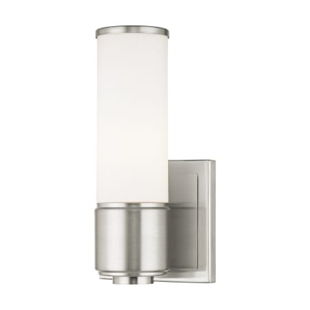 Livex Lighting Weston 1 Light Bathroom Sconce with Hand-Blown Glass Shade Brushed Nickel