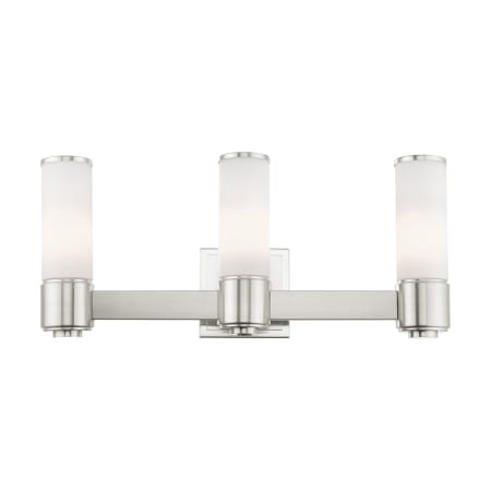 Livex Lighting Weston 3 Light Vanity Light with Hand-Blown Glass Shades Brushed Nickel