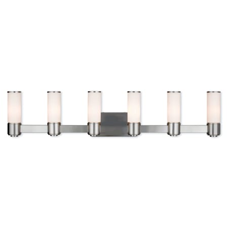 Livex Lighting Weston 6 Light Vanity Light with Hand-Blown Glass Shades Brushed Nickel