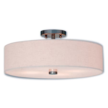 Livex Lighting Meridian 4 Light 18" Wide Single Semi-Flush Ceiling Fixture with Hand Crafted Fabric Shade Brushed Nickel