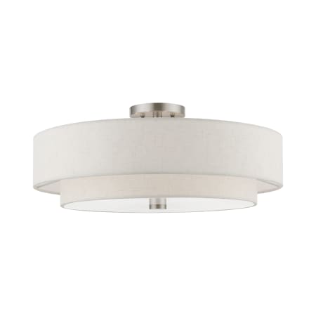 Livex Lighting Meridian 5 Light 22" Wide Flush Mount Drum Ceiling Fixture Brushed Nickel