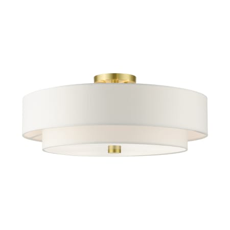 Livex Lighting Meridian 5 Light 22" Wide Semi-Flush Drum Ceiling Fixture Satin Brass