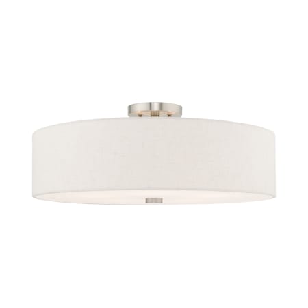 Livex Lighting Meridian 5 Light 22" Wide Semi-Flush Drum Ceiling Fixture Brushed Nickel