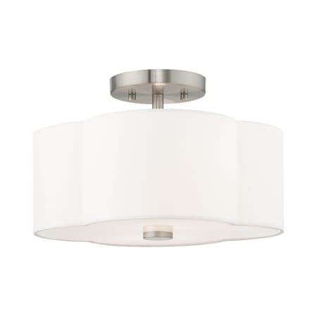 Livex Lighting Chelsea 2 Light 13" Wide Semi-Flush Drum Ceiling Fixture Brushed Nickel