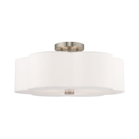 Livex Lighting Chelsea 3 Light 18" Wide Semi-Flush Drum Ceiling Fixture Brushed Nickel