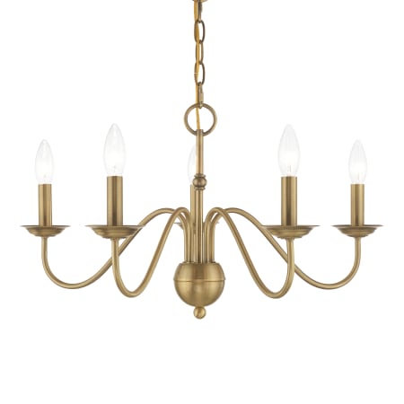 Livex Lighting Windsor 5 Light 24" Wide Taper Candle Chandelier Antique Brass