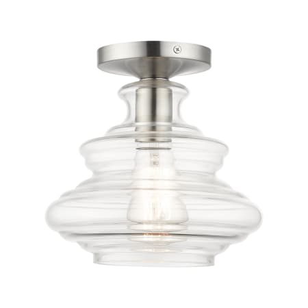 Livex Lighting Everett 9" Wide Semi-Flush Ceiling Fixture Brushed Nickel / Chrome